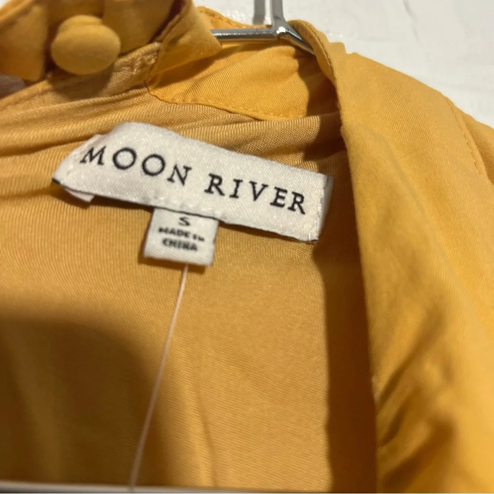 Moon River Dress Tie Open Back Tiered Midi Dress Long and Flowy Size Small - Picture 11 of 11